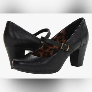 Clark's black strap heels